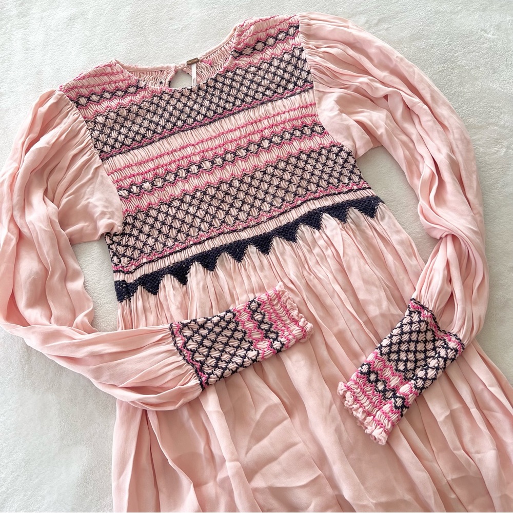 Free People Late Night Picnic Dress in Pink SMALL